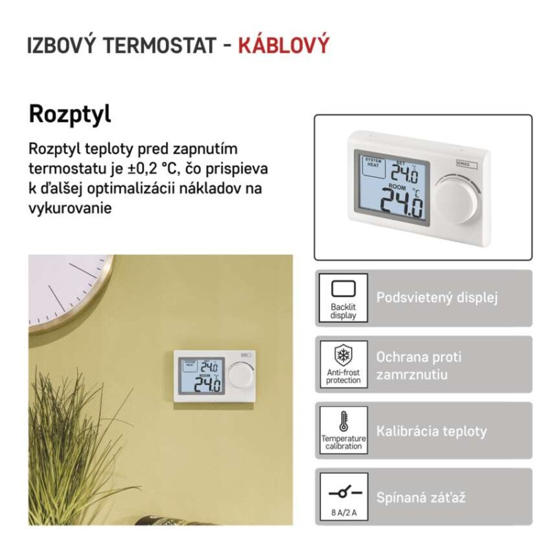 Termostat izbový P5604 digitálny manuálny 5-35*C EMOS 1