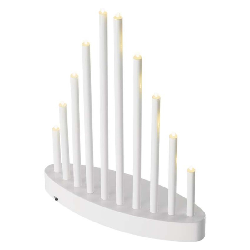 LED svícen bílý, 24,5cm 3x AA WW časovač 10