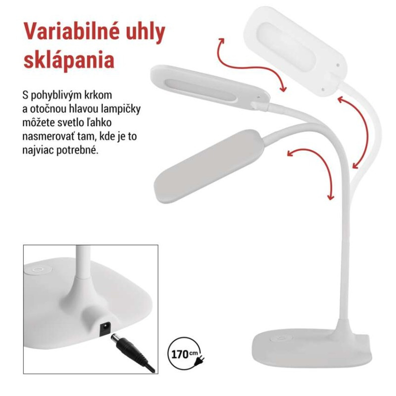 Stolná lampa LED STELLA 400lm, 6,5W, biela Z7602W EMOS 4