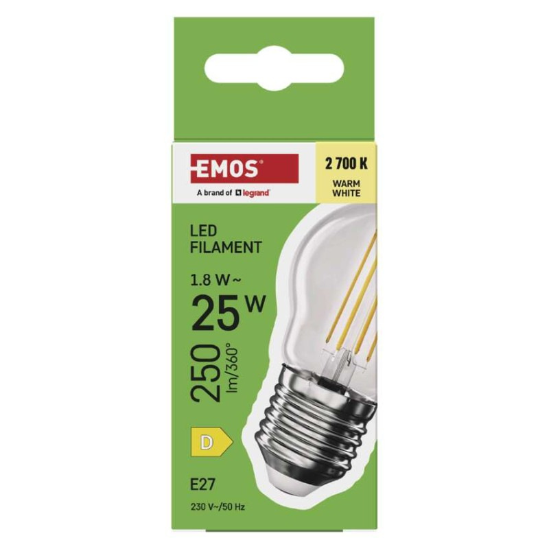 LED FLM MINI GL 1,8W(25W) 250lm E27 WW 5