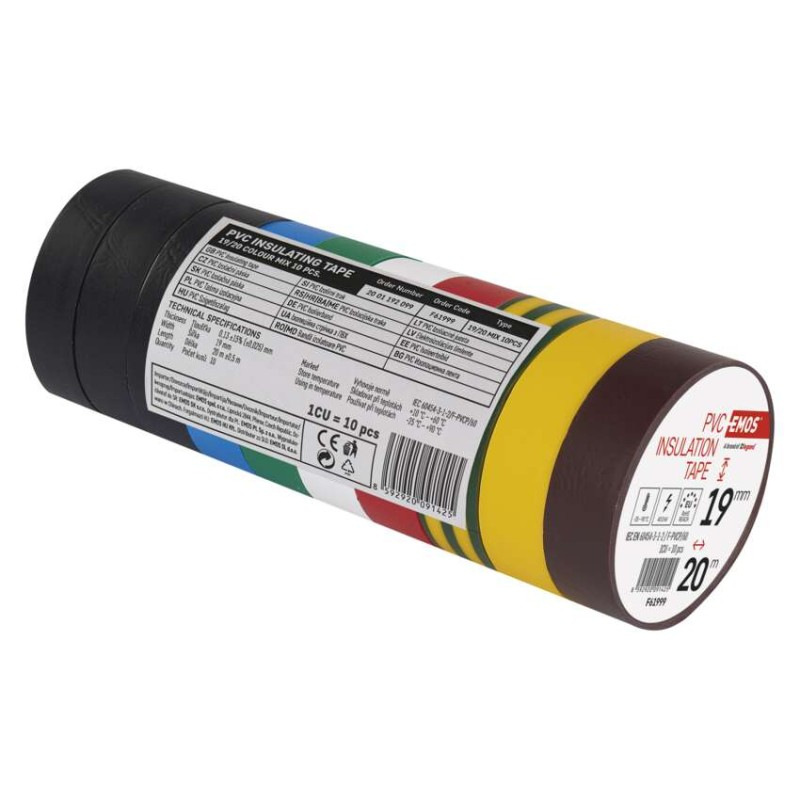 Izolačná páska PVC 20m/19mm farebný mix 10ks/bal 2