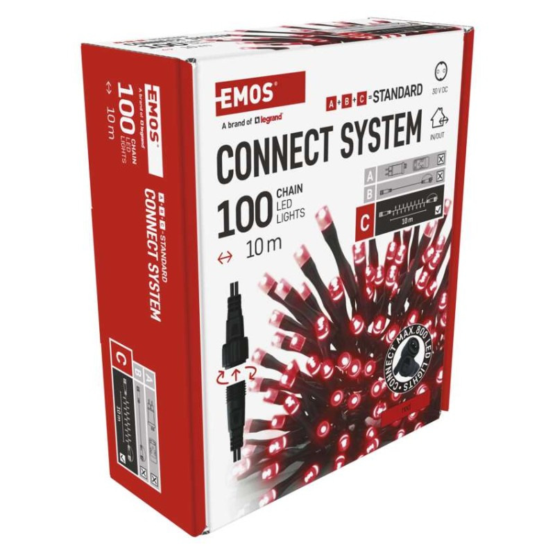 VIANOCE reťaz connect 100LED 10M IP44 RED 14