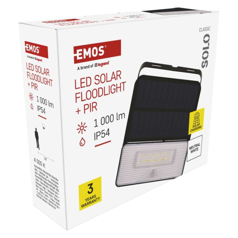 LED SOLARNÍ REFLEKTOR SOLO 1000LM IP54 N 9
