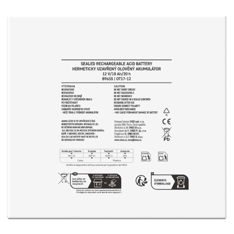Akumulátor olovený 12V 18 Ah  181×77×167mm B9655 120100090 5