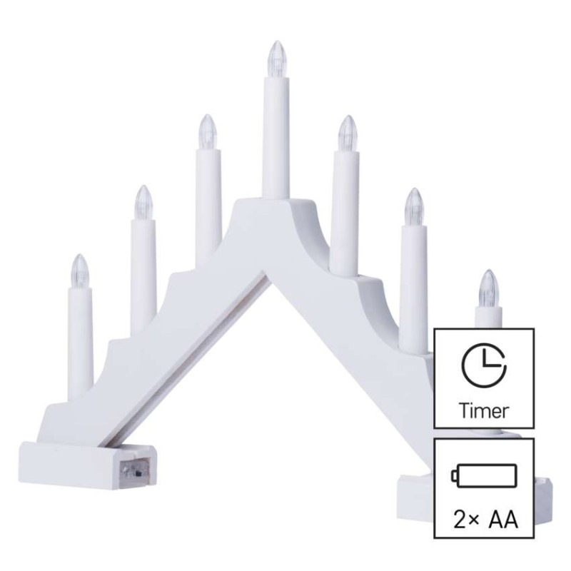 LED svícen dřevěný 29cm IP20 2AA bílý WW 5