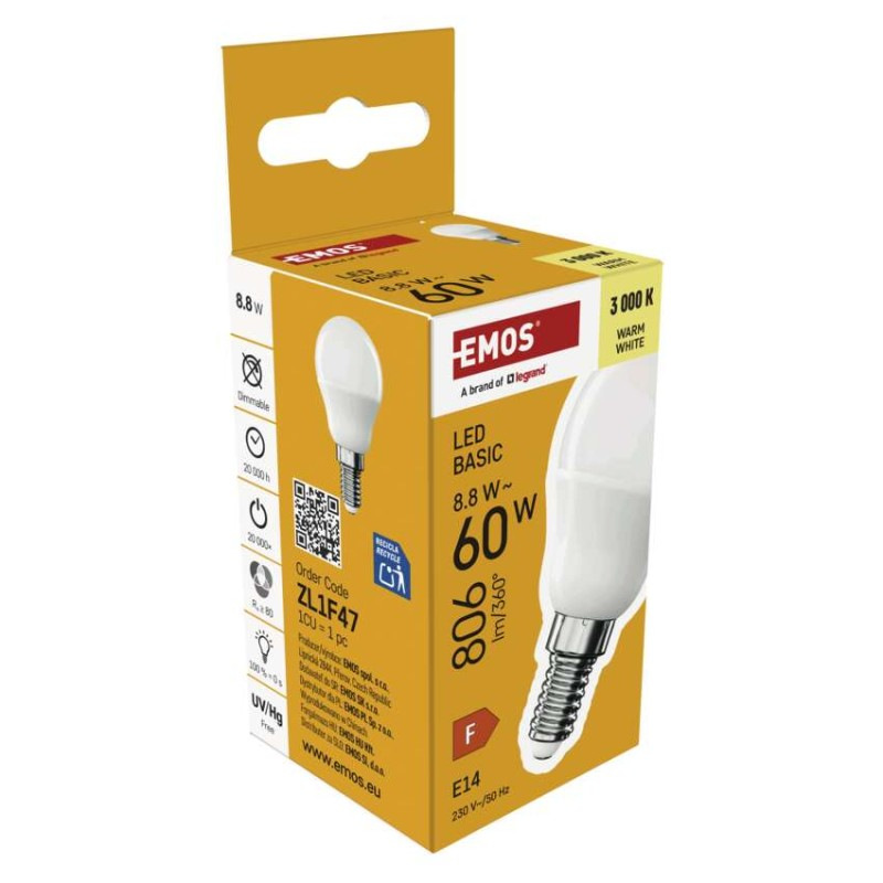 LED BASIC MINI GLOBE 8,8W(60W) 806lm E14 6