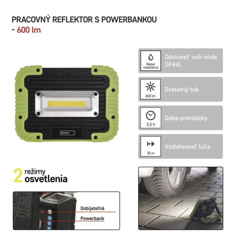 LED NABÍJECÍ PRACOVNÍ REFLEKTOR 5W COB