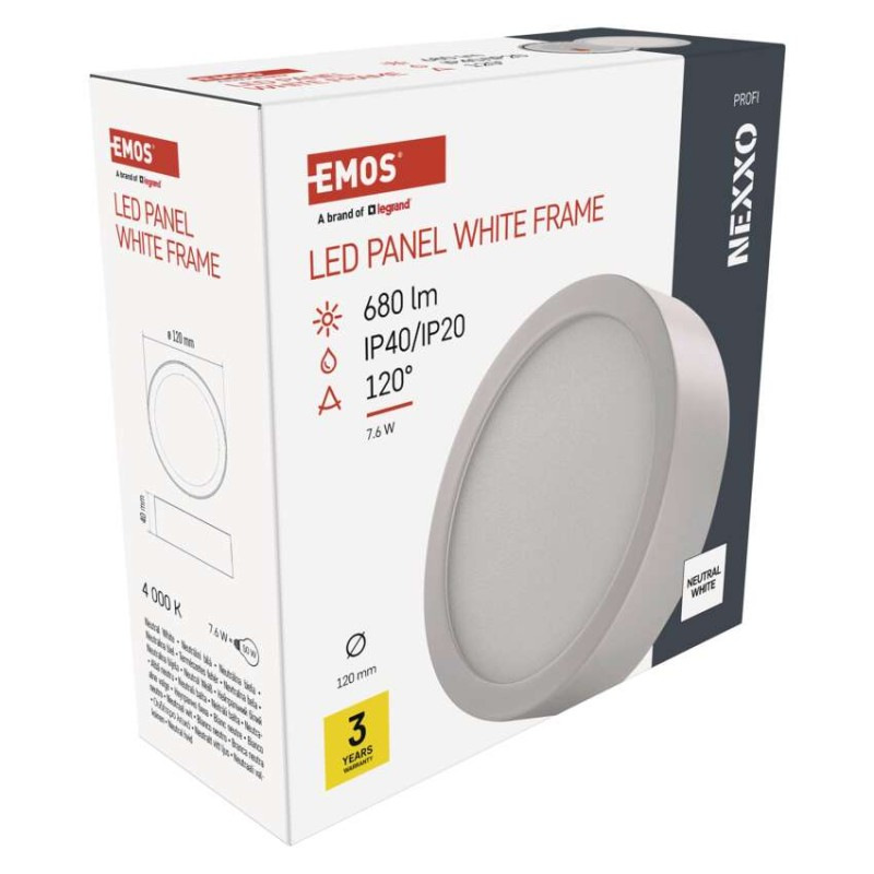 LED PANEL NEXXO PŘ.KR 7,6W 680LM IP40 NW 9