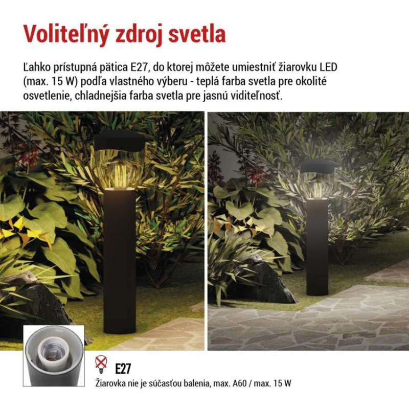 LED ZAHRADNÍ SVÍTIDLO,E27,IP44,MAX 15W,S 3