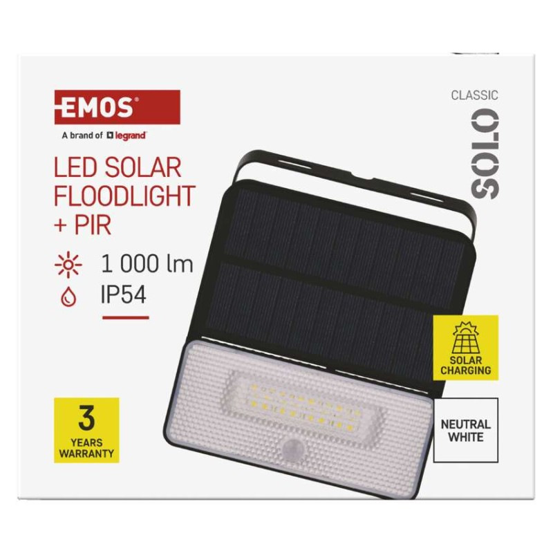 LED SOLARNÍ REFLEKTOR SOLO 1000LM IP54 N 7