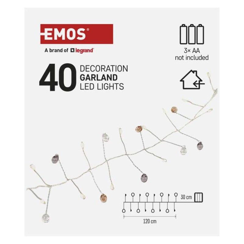 40LED GARLAND BEAD 3AA WW 7