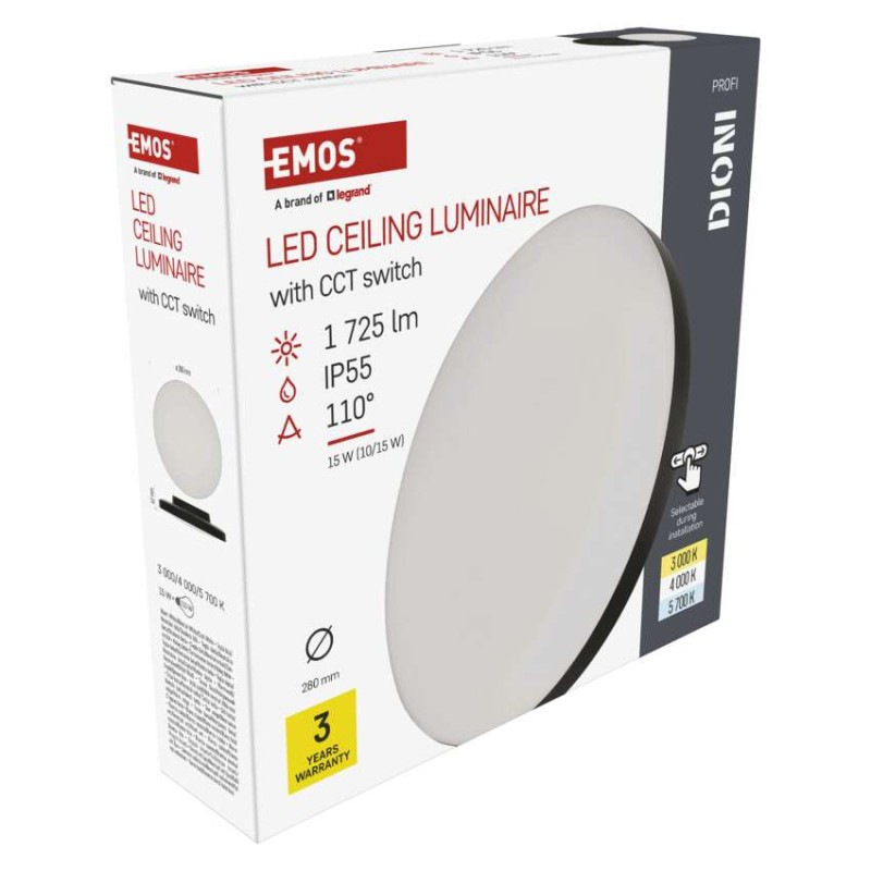 LED SVÍTIDLO DIONI 15W 1725LM IP55 CCT Č 10