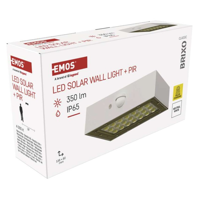 LED SOLARNÍ SVÍTIDLO BRIXO 350LM IP65 NW 10