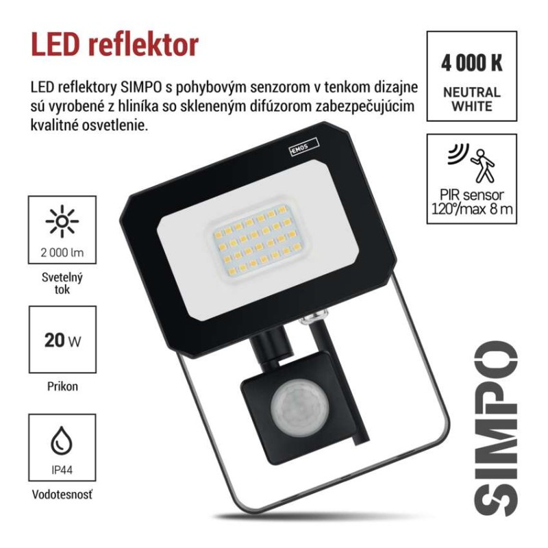 LED REFLEKTOR SIMPO 20W 2000LM IP44 NW P 5