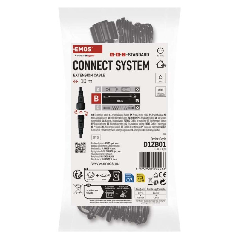 VIANOCE predlžovací kábel connect 10m Black D1ZB01 8