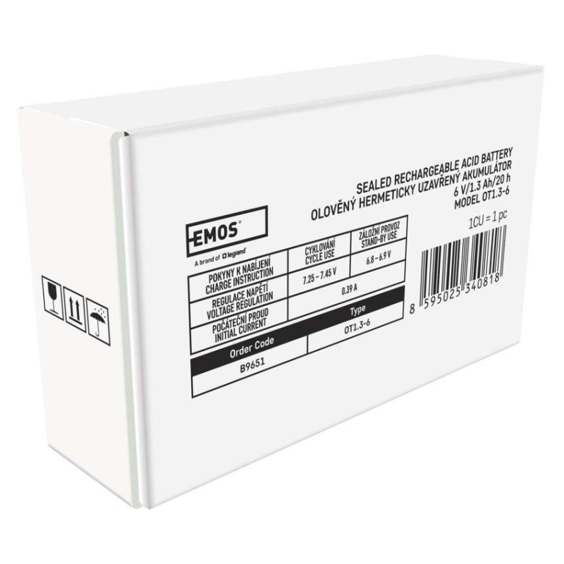 Batéria B 9651 6V 1,3Ah GT6-1,3  (rozmer: 97×24×51mm) 7