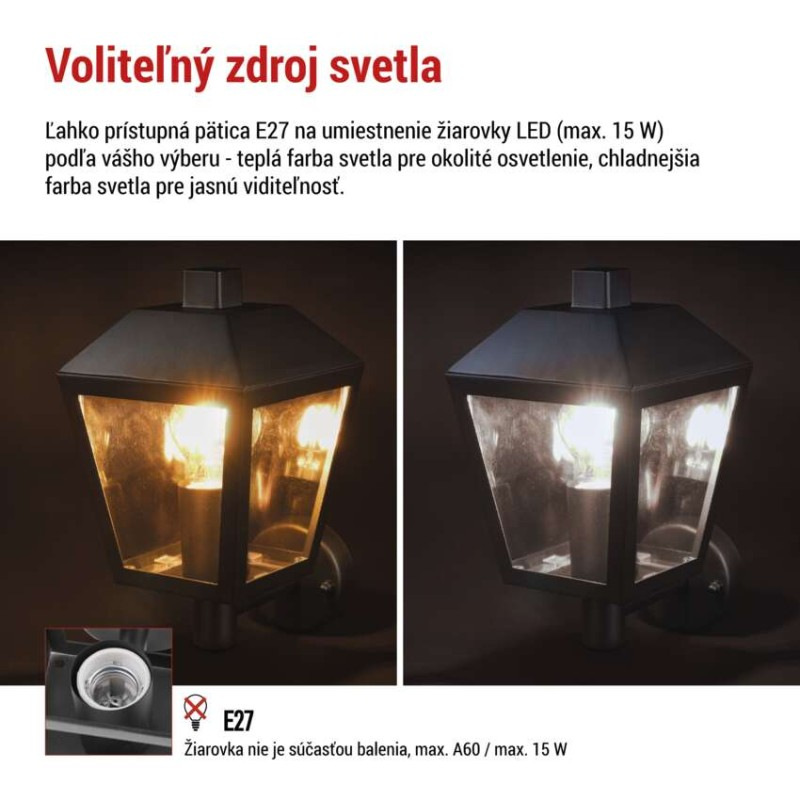 LED ZAHRADNÍ SVÍTIDLO,E27,IP44,MAX 15W,N 3
