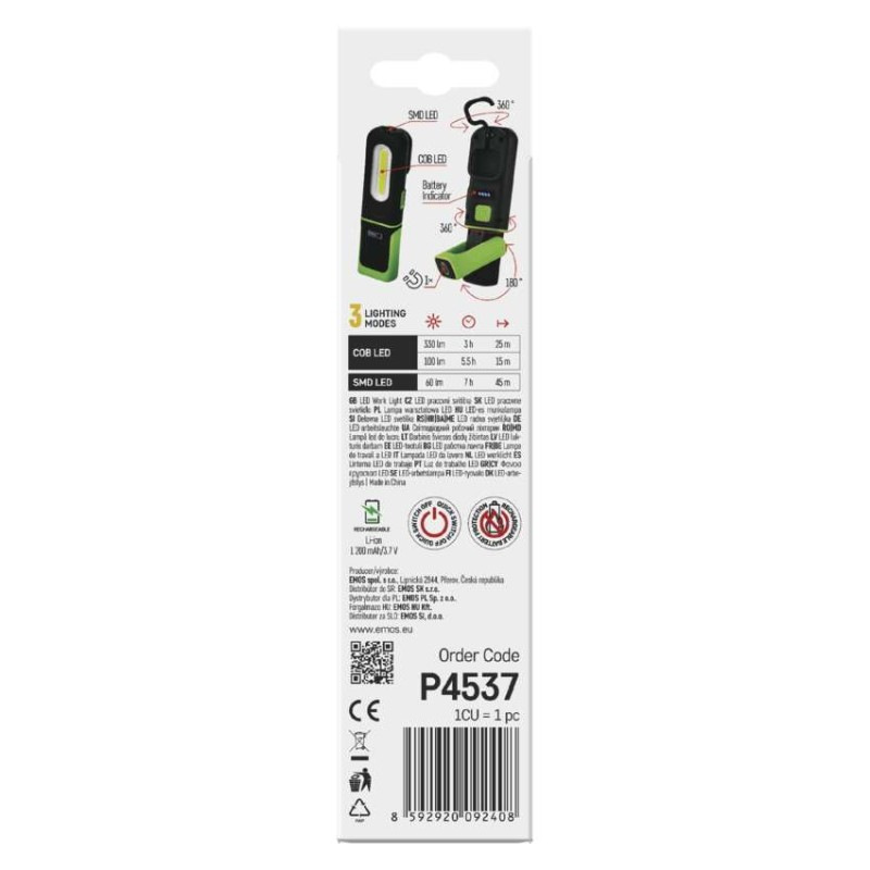 Svietidlo COB LED+SMD LED nabíj., 330lm 1200mAh P4537 14