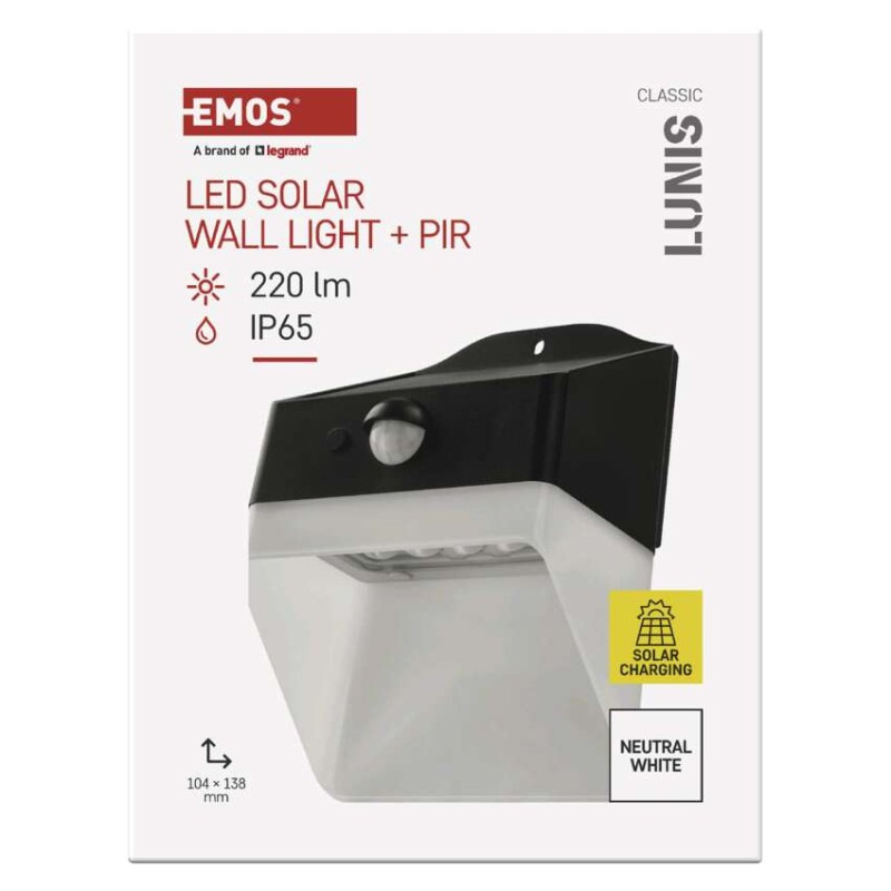 LED SOLAR SVITIDLO LUNIS 220LM IP65 NW 12