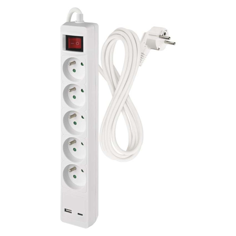 PRODLUŽKA 5Z 3M S VYP. 1,5MM+USB A+C