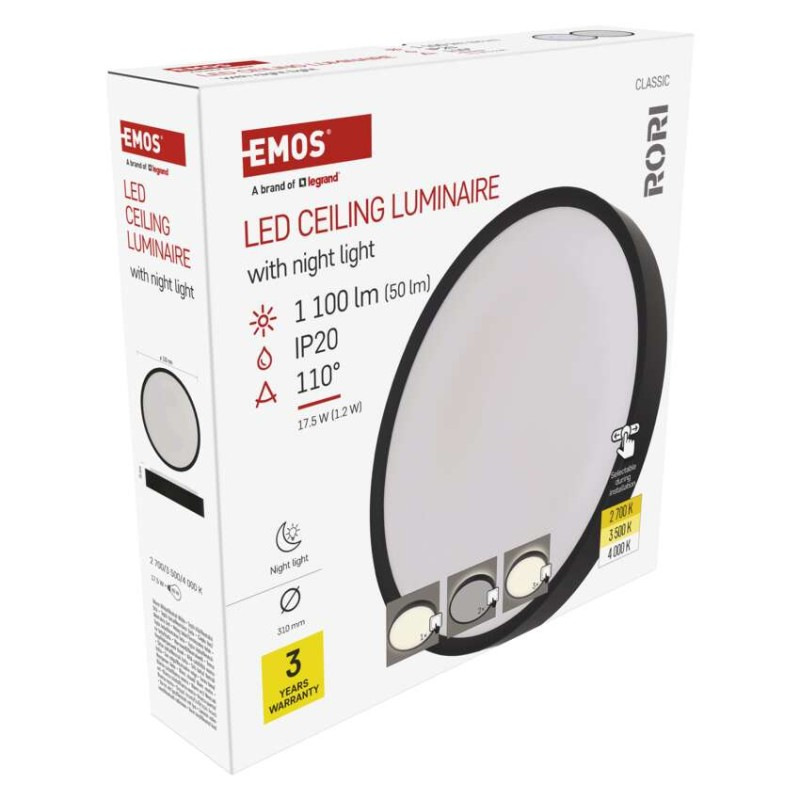 LED SVÍTIDLO RORI 17W 1100LM IP54 CCT Č 11