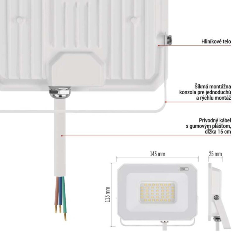 LED REFLEKTOR SIMPO 30W 3000LM IP65 NW 8