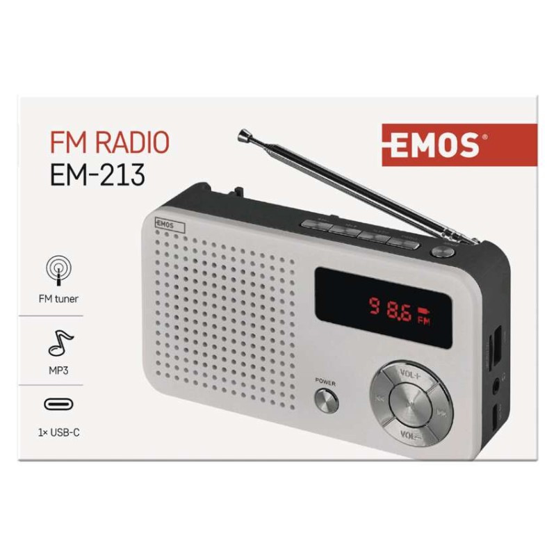 Rádio EM-213 USB biele E0086 6