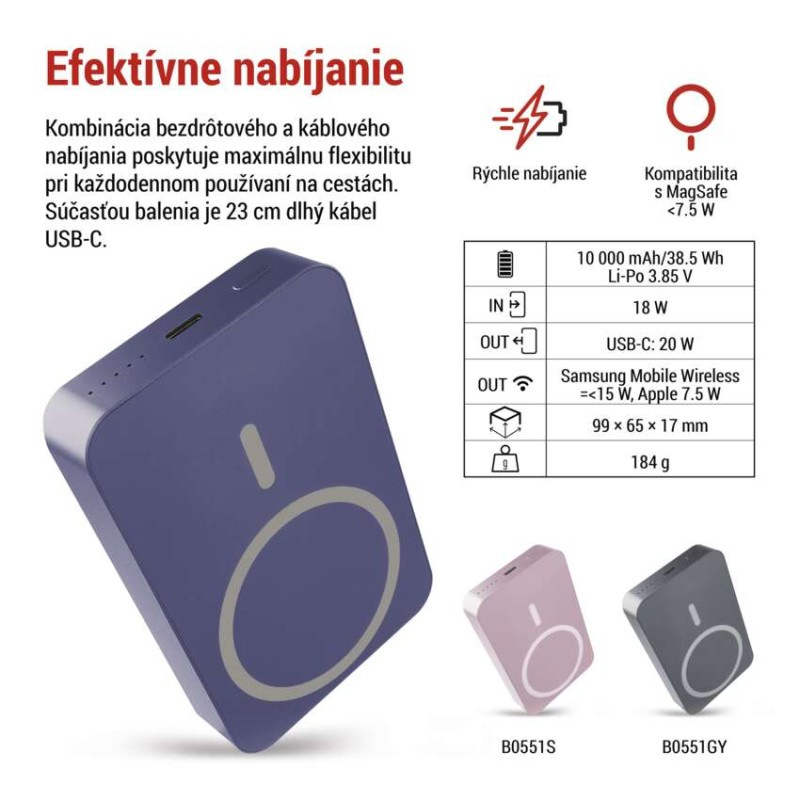 EMOS POWERBANKA WI 1046 10000MAH MODRÁ 5