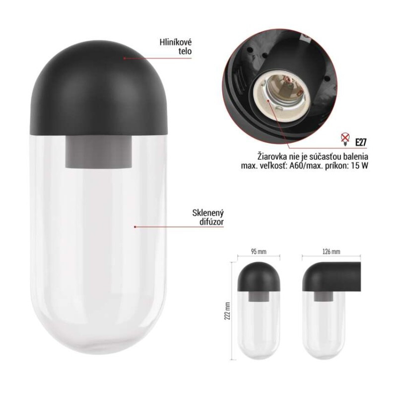 LED ZAHRADNÍ SVÍTIDLO,E27,IP44,MAX 15W,N 4