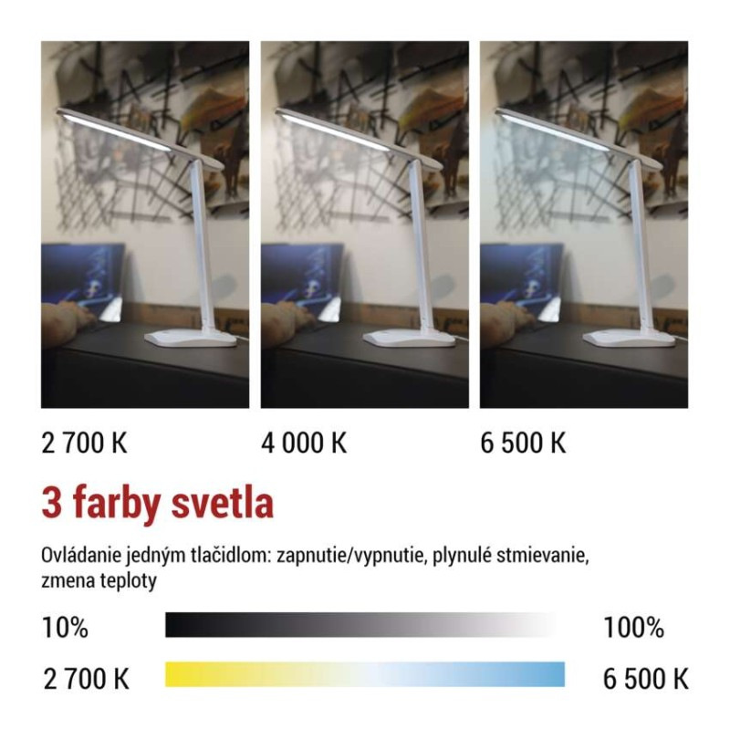 LED STOLNÍ LAMPA CHASE BÍLÁ 3