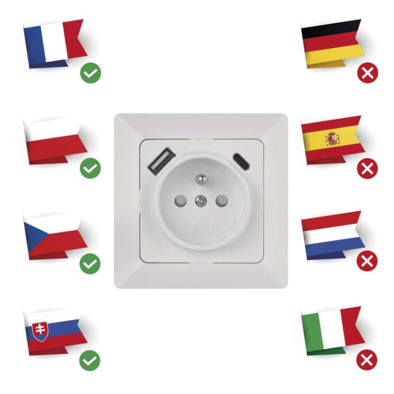 Zásuvka s USB A+C  A MAX. biela  A6000.4 EMOS 6