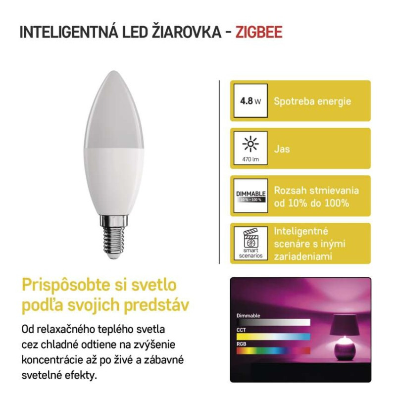 LED GOSMART C37 4,8W(40W) 470lmE14 ZIGBE 2