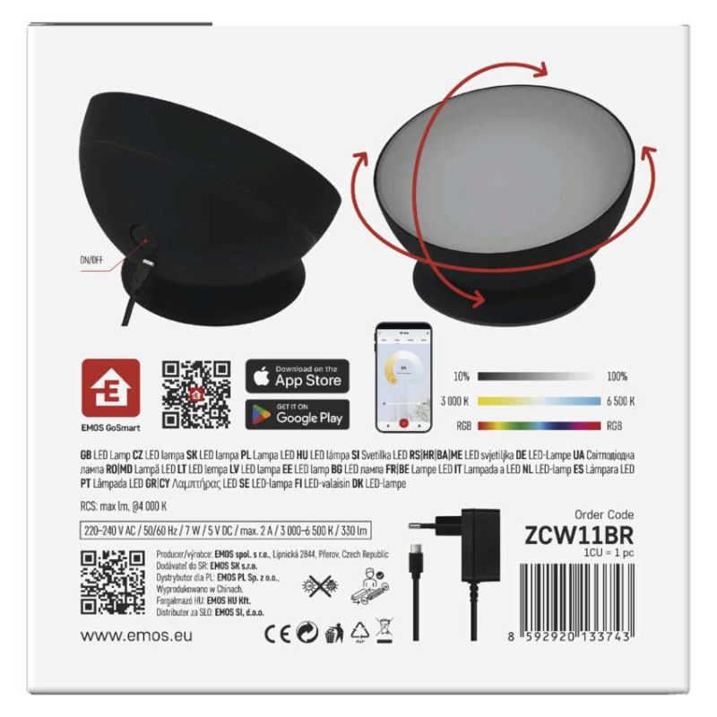 GOSMART AMBIENTNÍ LED LAMPA 7W 330LM ČER 10