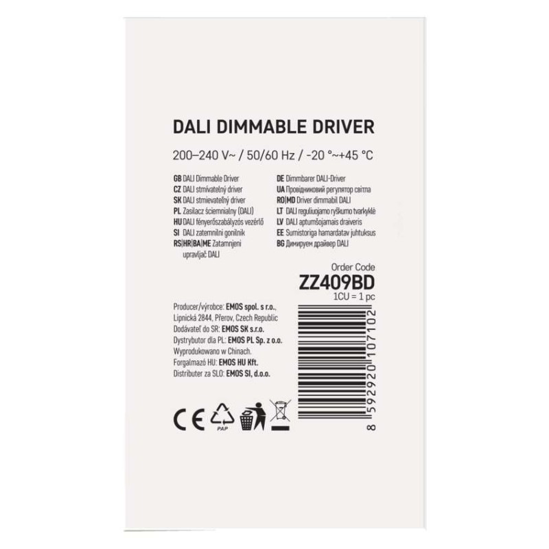 LED Driver ZZ409BD 1050mA 40W DALI pre LED svietidla CC EMOS 3
