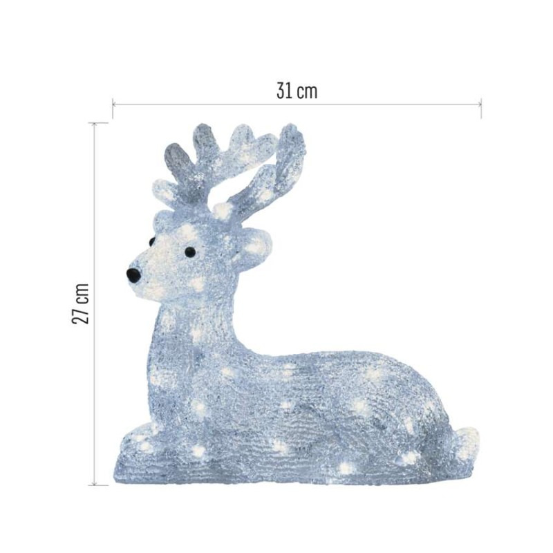 Vánoční jelínek, 27cm IP44 CW TIMER 2