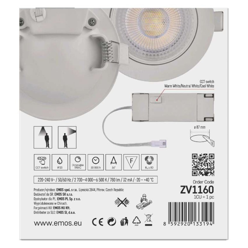 LED SVÍTIDLO GERI VES. KR 6,5W 780LM IP2 10