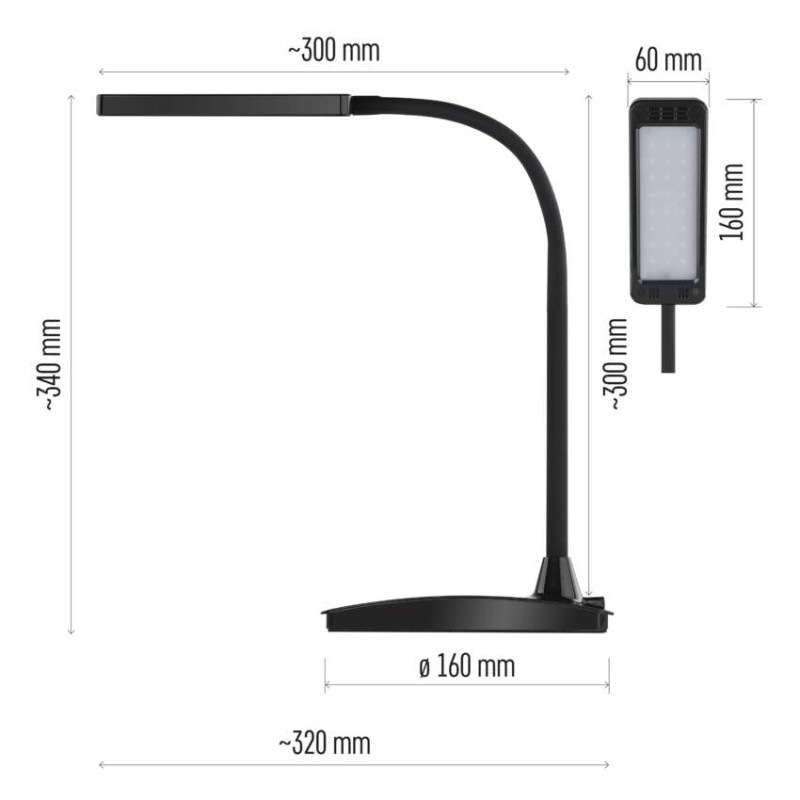 LED STOLNÍ LAMPA EDDY ČERNÁ 1