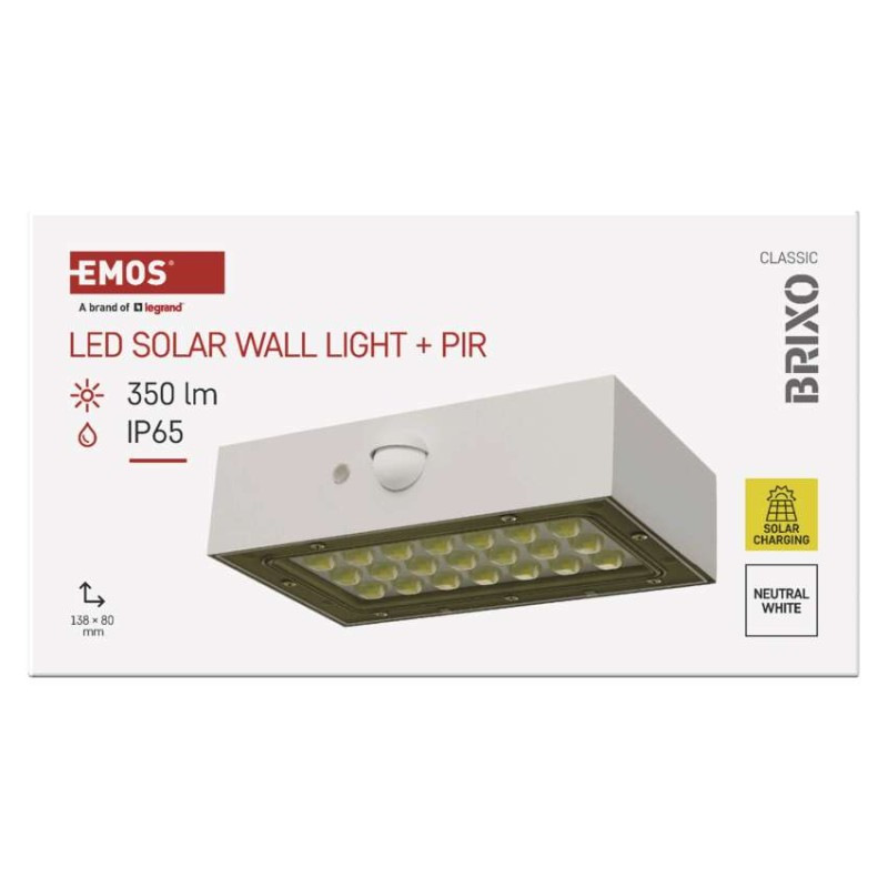 LED SOLARNÍ SVÍTIDLO BRIXO 350LM IP65 NW 8