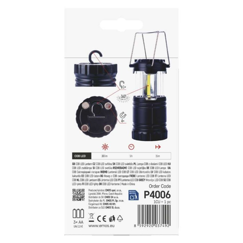 Kempingová svítilna COB LED, na 3xAA 5