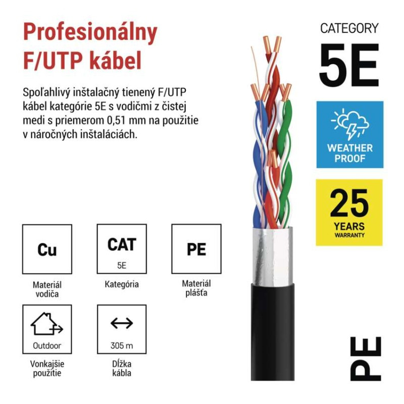 FTP KABEL CAT5E PE OUTDOOR 305M BOX