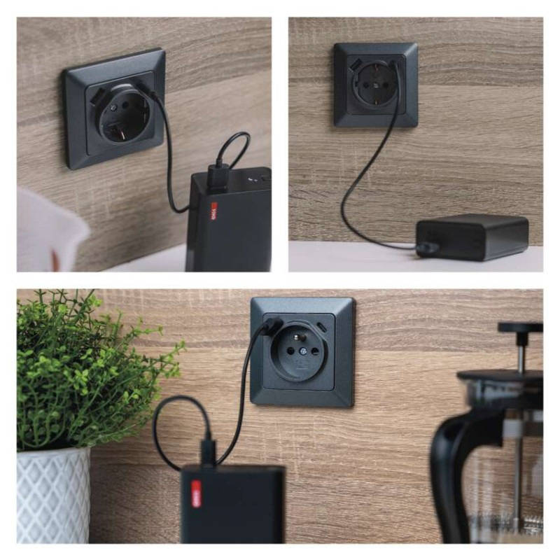 Zásuvka s USB A+C 3A antracit A6000.6 EMOS 11