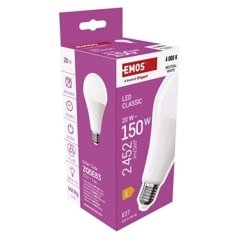 Žiarovka LED CLS A67 20W E27 NW ZQ5E83 EMOS 7