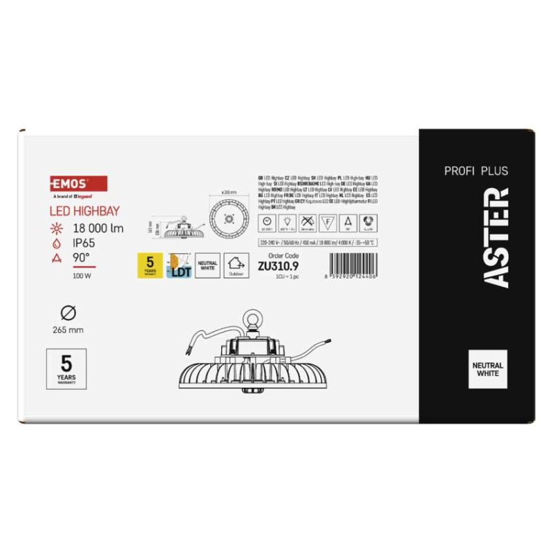 LED HIGHBAY ASTER 100 W 18000LM 90° NW 7