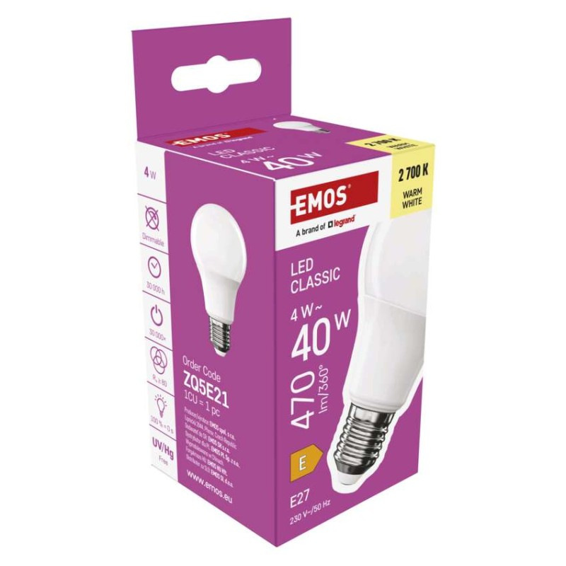 LED CLS A60 4W(40W) 470lm E27 WW 6