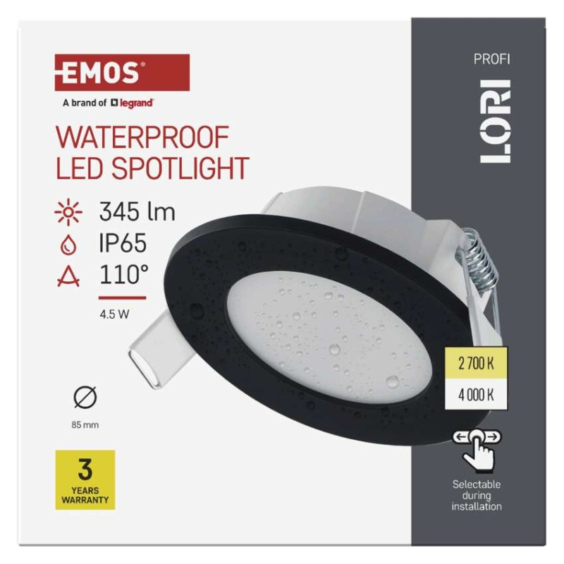 LED SVÍTIDLO LORI VES. KR 4,5W 345LM IP6 12