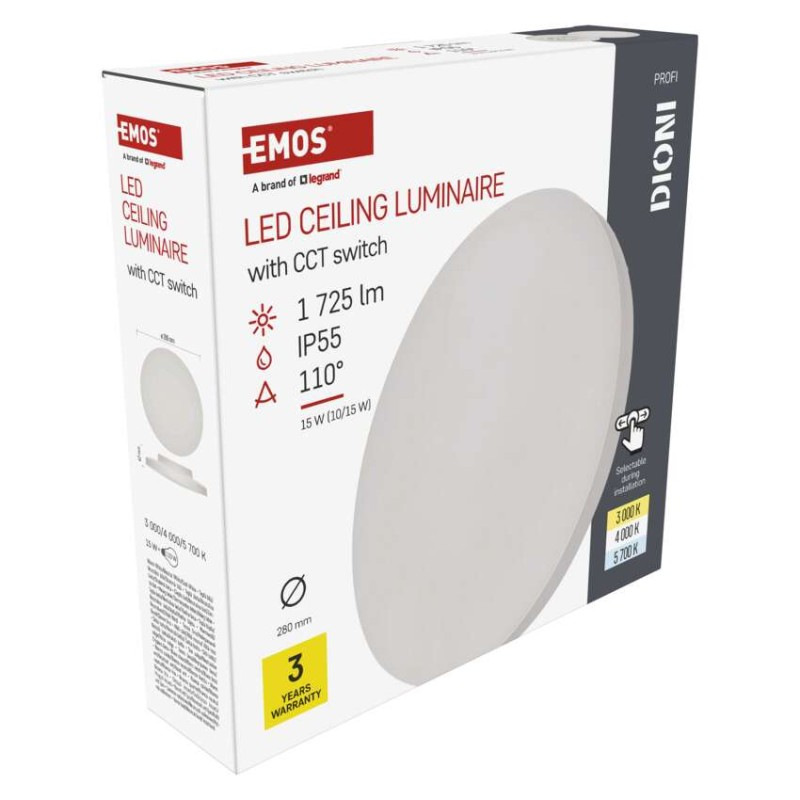 LED SVÍTIDLO DIONI 15W 1725LM IP55 CCT B 10