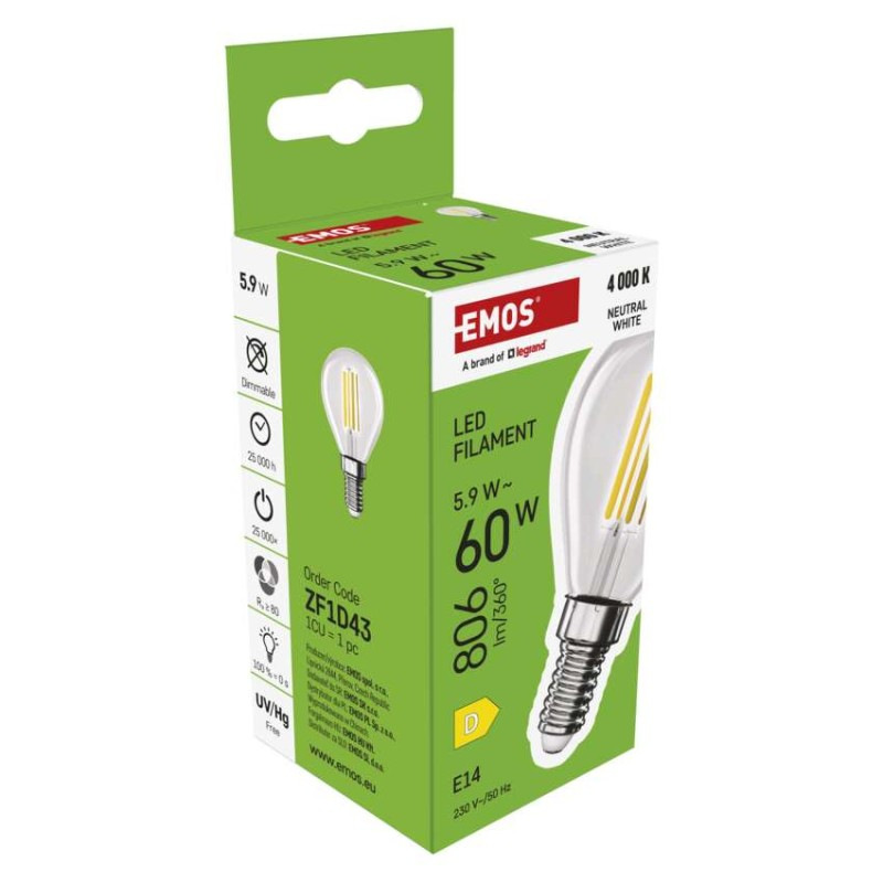 LED FLM MINI GL 5,9W(60W) 806lm E14 NW 7