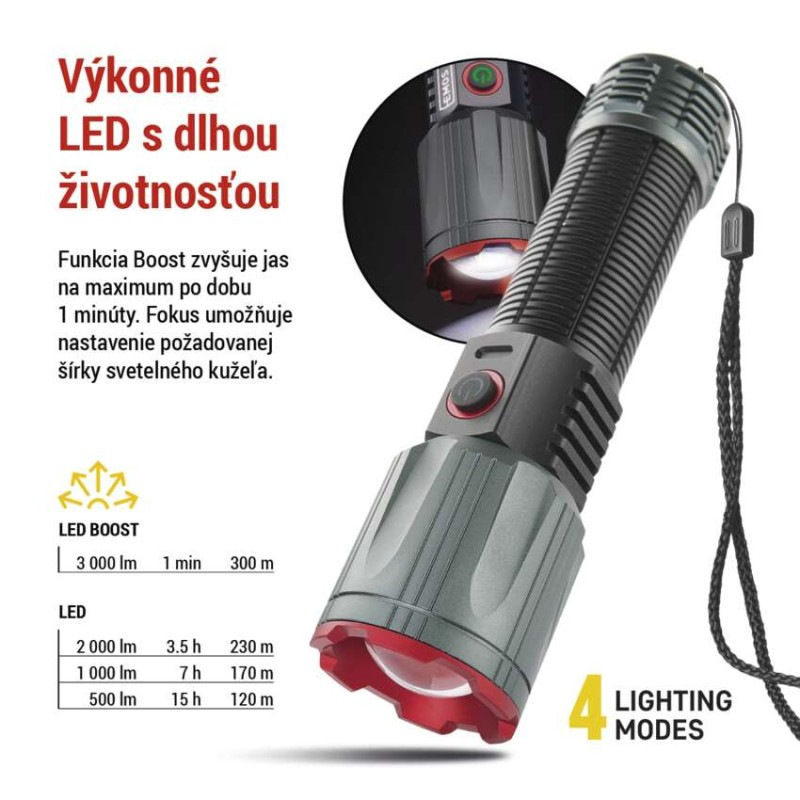 LED NABÍJECÍ SVÍTILNA KOV. LARGE 3000lm, 5