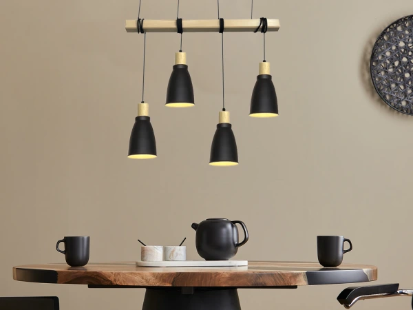 Závesné čierne kovové svietidlo 4 x E27 - ME0013-3 10