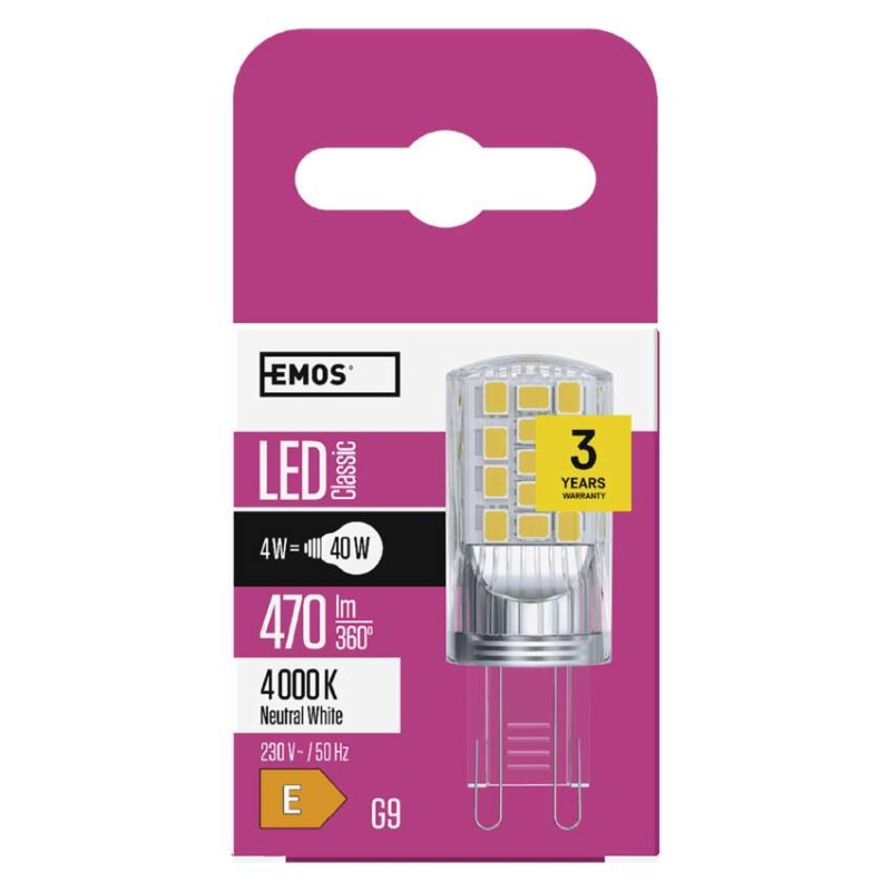 Žiarovka LED CLS JC A++ 4W G9 NW 470lm ZQ9545 EMOS 6